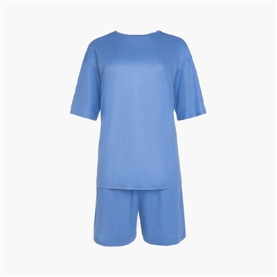 Костюм женский (футболка, шорты) MINAKU: Casual Collection, голубой, размер 42