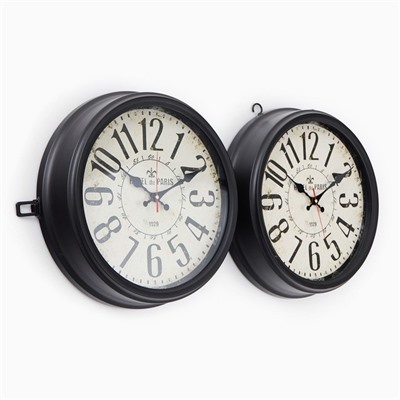 УЦЕНКА Часы настенные интерьерные «Вокзальные», двусторонние, на подвесе, 55×50 см, от батареек 2×АА