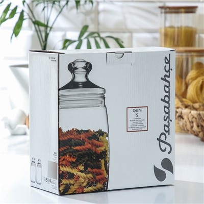Банки для сыпучих продуктов Paşabahçe Cesni, 1.1 л, набор 2 шт., стекло, прозрачные