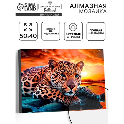 Алмазная вышивка полное заполнение «Гепард», на раме, 40×50 см