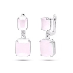 Серьги из серебра розовый кварц, МЦВ955