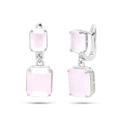 Серьги из серебра розовый кварц, МЦВ955