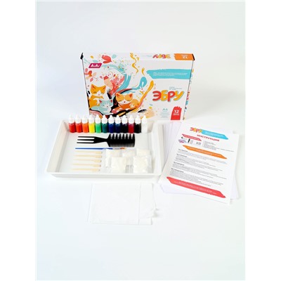 Набор для рисования на воде эбру, 12 цветов, А4