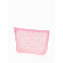 Косметичка DOTs, с рисунком, сетка, на молнии, розовая