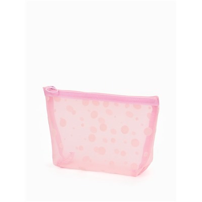 Косметичка DOTs, с рисунком, сетка, на молнии, розовая