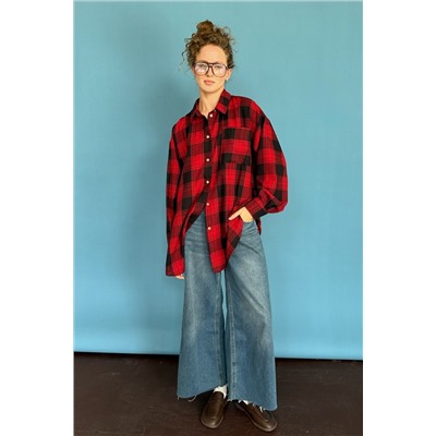 Рубашка женская  HUG077/08/Красный, черный