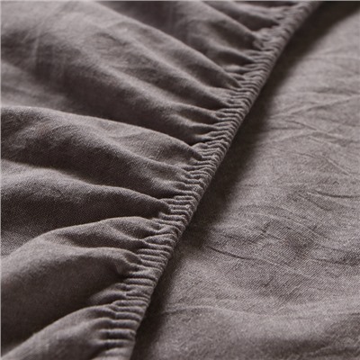 Простыня на резинке 1.5-спальная «Этель» Denim, 160×200+25 см, серая, жатый хлопок