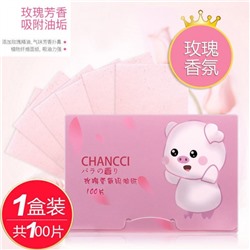 Салфетки матирующие с ароматом розы Chancci, 100 шт