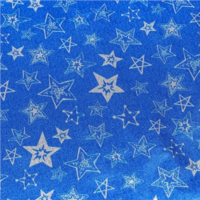 Плёнка упаковочная новогодняя фольгированная «Звездочки», 70×50 см, синий