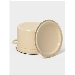 Кастрюля эмалированная, 9 л, d=26.5 см, с крышкой, без декора, цвет слоновой кости