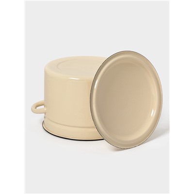 Кастрюля эмалированная, 9 л, d=26.5 см, с крышкой, цилиндрическая, цвет слоновой кости