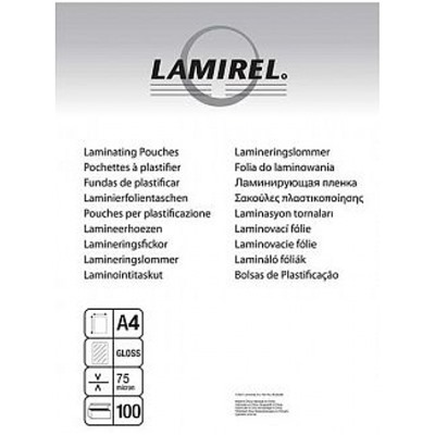 Пленка для ламинирования А4 100 шт  75 мкм LA-78656 Lamirel