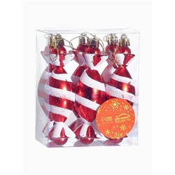 Ёлочные игрушки 6 шт. «Конфетки полосатые» 3.5×10.5 см, красно-белый