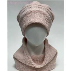 Тедди полоска Комплект женский флис (колпак+снуд) (56-58)