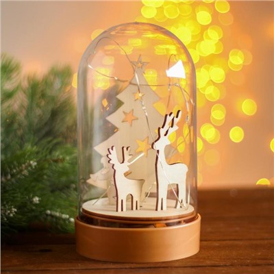 Новогодний декор с подсветкой «Олени и ёлка» 19×10×10 см