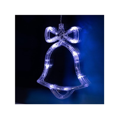 Гирлянда «Бахрома» 2.4×0.9 м с насадками «Колокольчики», IP20, прозрачная нить, 138 LED, свечение белое, 8 режимов, 220 В