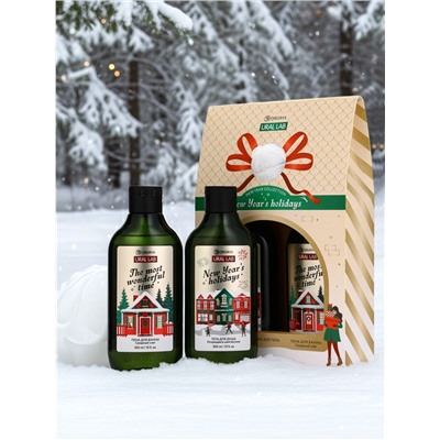 Подарочный набор новогодний: гель для душа, пена для ванны и мочалка, URAL LAB