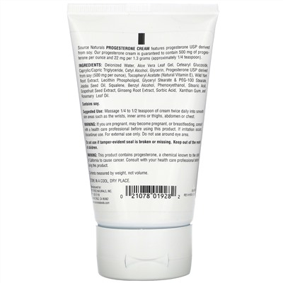 Source Naturals, крем с прогестероном, 113,4 г (4 унции)