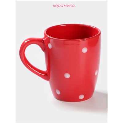 Кружка Доляна «Красный горох», 360 мл, керамика, красная