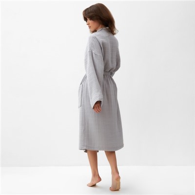 Халат женский муслиновый LoveLife, размер 42-44, серый, хлопок, 4-сл, 235 г/м²