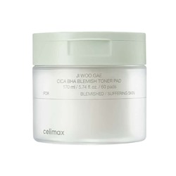 Celimax Пилинг-пэды от воспалений для проблемной кожи с центеллой 60 шт Ji Woo Gae Cica BHA Blemish Toner Pad