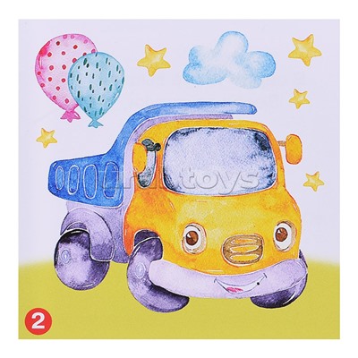 Аппликация наклейками по номерам. Машинки