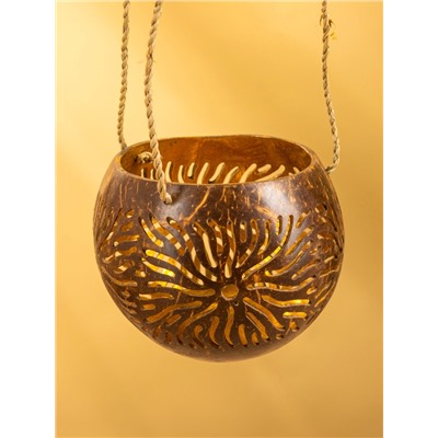 Подсвечник подвесной из кокоса, 9-12 см, коричневый