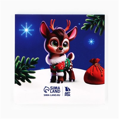 Подарочный набор новогодний, блокнот-раскраска и восковые мелки «Новогодний енот»