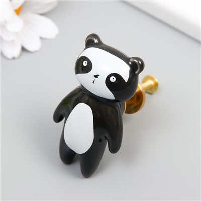 Ручка для шкатулки керамика, металл «Панда», 6.3×3.5 см