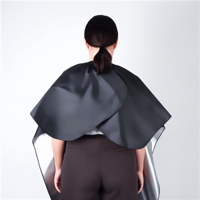 Пеньюар парикмахерский, двусторонний, 140×100 (±1) см, серебристый/чёрный