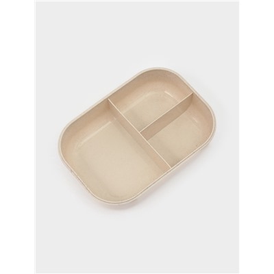 Ланч - бокс контейнер для еды Доляна «Завтрак», 1.1 л, 3 ячейки, вилка, ложка, 22×16×6.5 см, пластик, бежевый