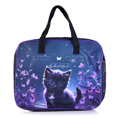Папка для тетрадей, ИЗО и технологии "Beautiful Cat" A4 (36x28x8 см) плотный износостойкий полиэстер с водоотталкивающей пропиткой