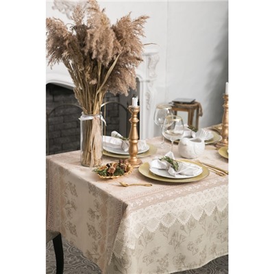 Скатерть «Доляна» Кружево 110×146 см, 100% хлопок, рогожка, 164 г/м²