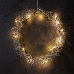 Светодиодная фигура «Венок» 25×25×6 см, 15 LED, батарейки AAx2 (не в комплекте), свечение теплое белое