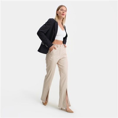 Брюки из экокожи женские, молочные, размер 48-50