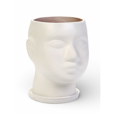 Горшок-органайзер «Голова», керамика, белое, 3 л, 21×19 см