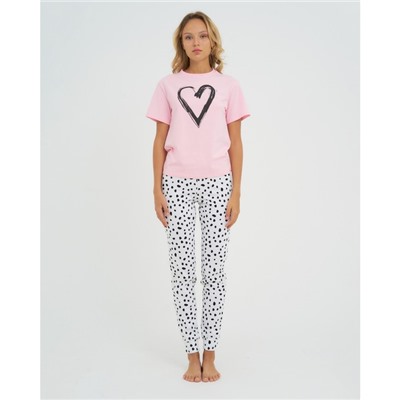 Пижама женская (футболка, брюки) KAFTAN Heart, размер 52-54