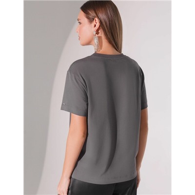 Нарядная футболка с принтом фольгой из премиального хлопка с эластаном