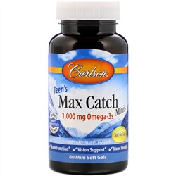 Carlson Labs, Teen's Max Catch Minis, 1,000 mg, 60 Mini Soft Gels