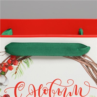 Пакет подарочный новогодний ламинированный «С Новым годом», MS 23×18×10 см