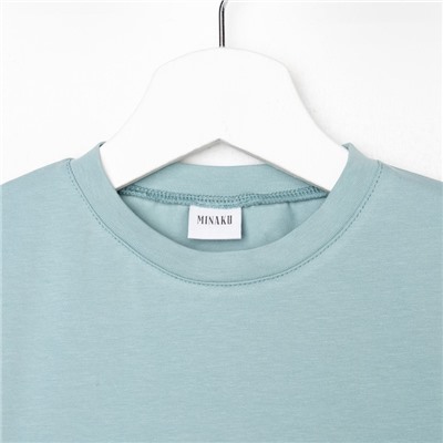 Футболка детская однотонная MINAKU: Basic line, цвет аквамарин, рост 134 см