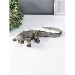 Фигура полистоун «Игуана», под чернённое серебро, 25.2×12.2×7 см