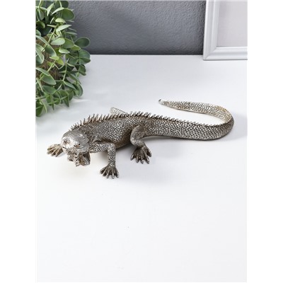 Фигура полистоун «Игуана», под чернённое серебро, 25.2×12.2×7 см