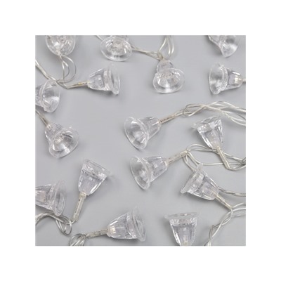 Гирлянда «Нить» 5 м с насадками «Колокольчики», IP20, прозрачная нить, 20 LED, свечение мульти (RG/RB), мигание, 220 В