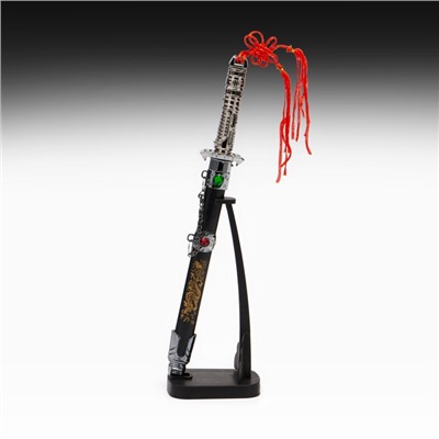 Макет оружия «Сувенирный кинжал на подставке 2в1. Кристаллы», на ножнах дракон, рукоять в форме светового меча, 26.5 см