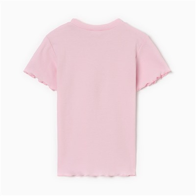 Футболка для девочки однотонная MINAKU: Basic line, розовая, рост 122 см