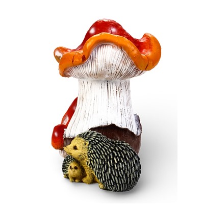 Садовая фигура «Гриб-мухомор с ежами» из полистоуна, 40×32×40 см