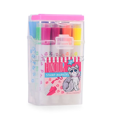 Фломастеры-штампики "Funcolor" 12цв. в пластиковом пенале