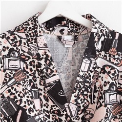 Халат женский Этель «Леопард» рукав 3/4, размер 46-48, вафля 200 г/м², 100% хлопок