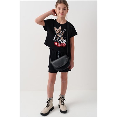 Комплект трикотажный для девочек: фуфайка (футболка), шорты PLAYTODAY, 1240079